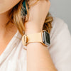 Modern slim strap horween leather natural gold hardware  